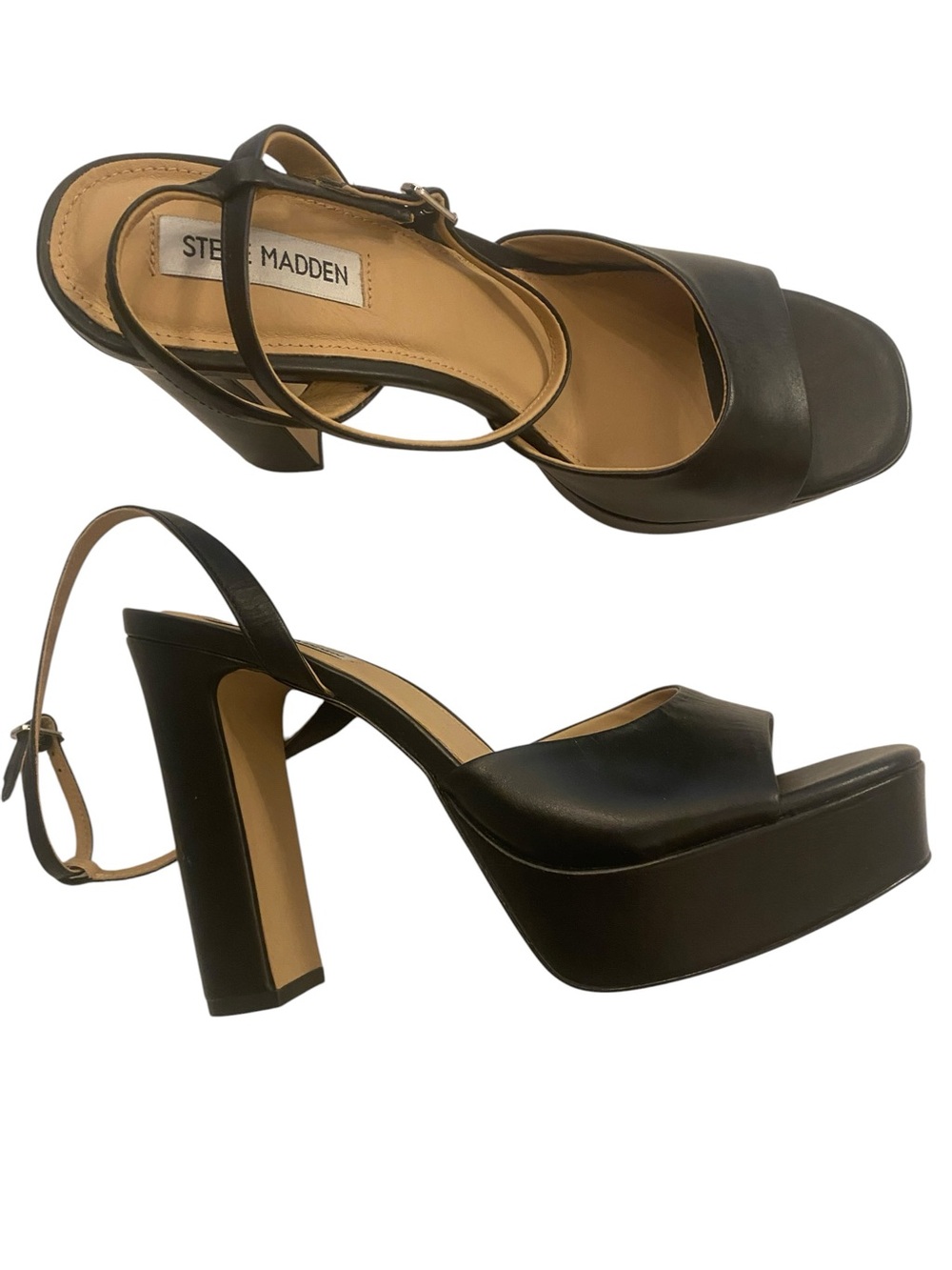 Steve Madden Women’s Black Platform Leather Pump New Size 10